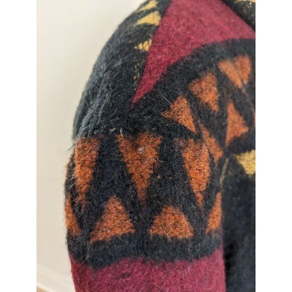 David Paul NY Size Large Southwestern Jacket Red Brown Yellow Wool Blend Pockets - Picture 6 of 11